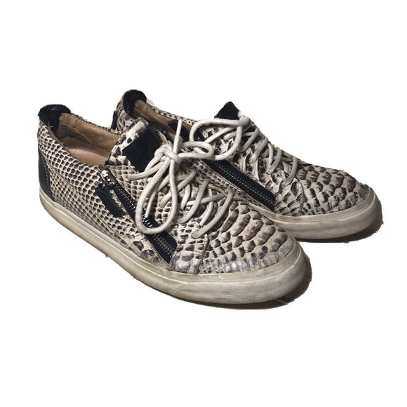Giuseppe Zanotti women’s black brown Python leather Low Top Sneaker EU 37 US 6.5 - Picture 1 of 10